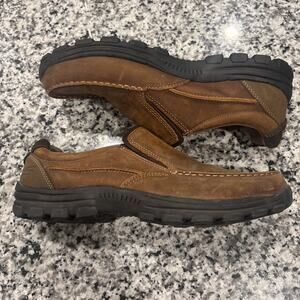 Skechers Braver Rayland Brown Leather Relaxed Fit Loafers. Men's 10.5